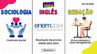 Aula Tutoria ENEM 10102024  SociologiaInglêsRedação [upl. by Aicilyt]