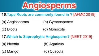 Angiosperms MCQs  Most repeated questions [upl. by Ylloh]