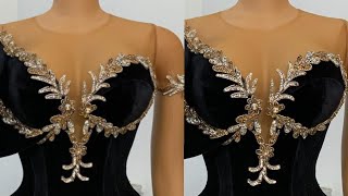 HOW TO CUT AND SEW A CORSET WITH A DEEP NECKLINE With a skin illusion net yoke [upl. by Ruiz]