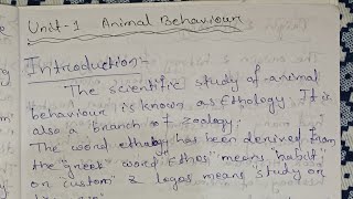 Animal Behaviour unit 1 DSE 1  semester 5 bsczoology  zoology  biology zoologynotes  notes [upl. by Lesslie585]