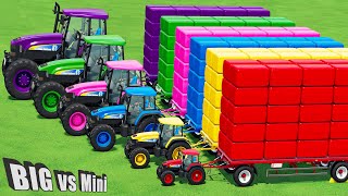 KING OF TRACTORS MINI amp BIG New HOLLAND T7 TRACTORS AND TRANSPORT HAY BALES Farming Simulator 22 [upl. by Tinor]