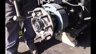 Replacing lug nut studs on a semi truck Read description to skip through video [upl. by Ahsitnauq]