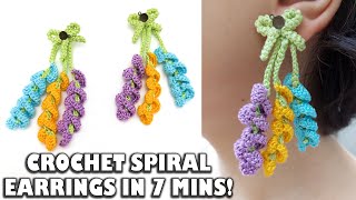 Easy Crochet SPIRAL Earrings Tutorial For Beginners ENG SUB crochettutorial crochetearrings [upl. by Eceinal]