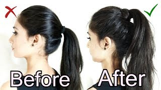 Volumized Ponytail Hairstyle For Medium Hair  The perfect high Ponytail For School College amp Work [upl. by Dan]