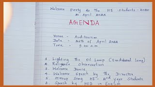 Write an Agenda  Example of Agenda  Niftys English [upl. by Armington]