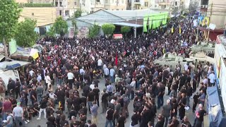 Explosion heard at Hezbollah funeral in Beirut  AFP [upl. by Renrut30]