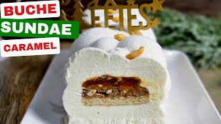 RECETTE  La bûche glacée Sundae Caramel bûche de Noël glacée délicieuse LACHOUFAMILY [upl. by Desmund]