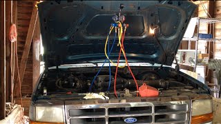 How To Charge an AC System 1980 to 1996 Ford F150 [upl. by Kavanaugh]