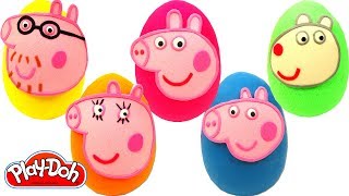 Aprende los Colores con Huevos Sorpresas de Peppa Pig y su Familia Plastilina Play Doh [upl. by Nomal]