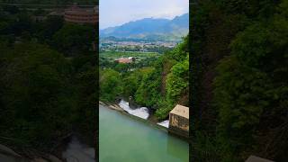 Release of dam water spillway operation water sound amazingview green environment travel short [upl. by Dempsey]