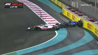 SCHUMACHER AND LATIFI COLLIDE  2022 ABU DHABI GP RACE [upl. by Zinck]