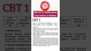 RRB NTPC exam pattern and syllabus CBT 1 and CBT 2 rrbs sscboard rrbntpc railwayjobs jobupdate [upl. by Goldie]