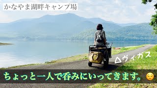 【北海道ソロキャンプ】かなやま湖畔キャンプ場 △ヴィガスで平日1人飲み（スズメ蜂襲撃） [upl. by Itirp]