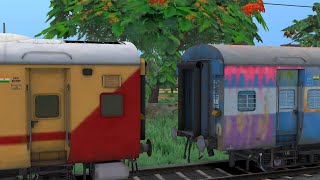 Wap 7 Coupling Icf Utkrisht Coach To Rusty Scrap Coaches  railworks 3  train simulator [upl. by Kelula]