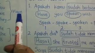 ILMU DASAR BAHASA INGGRIS PELAJARAN YANG MENJELASKAN KATA SUDAH DAN VERB 3 [upl. by Leksehc]