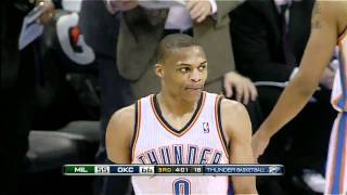 Russell Westbrook SICK OneHanded Dunk against the Bucks in HD April 13 2011 [upl. by Adaminah]