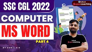 SSC CGL Computer Classes 2022  MS Word  Part 4  Computer Class For CGL By Sunil Sir [upl. by Lait]