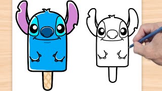 Como Desenhar um Picolé Kawaii do Stitch [upl. by Lajet]