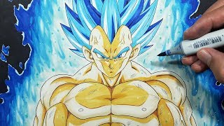 How To Draw Vegeta BEYOND Super Saiyan Blue  Step By Step Tutorial [upl. by Conall123]