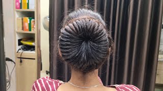 Super bun hairstyle for medium to long thin hairThin hair bun hairstyle for medium hair [upl. by Attayek303]