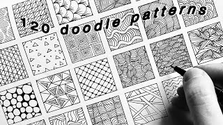 120 Easy Doodle Patterns  Zentangle Art  Doodling [upl. by Eceined]