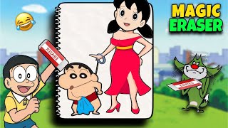 Shinchan and Nobita Erase Everything 😱 Very Funny Delete Puzzle [upl. by Rowe]