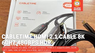 Cabletime Active Optical HDMI 21 Cable 8K 60Hz 48Gbps HDR [upl. by Nirak]