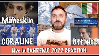 MANESKIN  quotCORALINEquot LIVE In SANREMO FESTIVAL 2022 REACTION [upl. by Loni861]