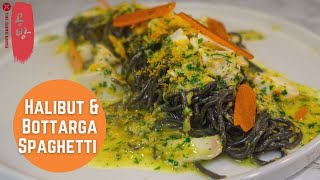 Squid Ink Spaghetti with Bottarga amp Halibut  Squid Ink Spaghetti Recipe [upl. by Chas]