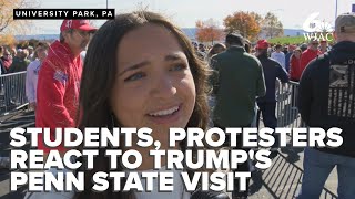 Students protesters react to Donald Trumps visit to Penn State University [upl. by Alberik236]