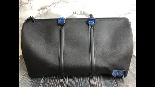 Original Louis Vuitton Keepall Bandouliere LV Aerogram Black Duffle Bag M21420 HD Unboxing [upl. by Rutter280]