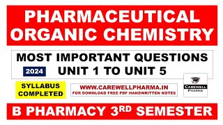 Most Important Questions of Pharmaceutical Organic Chemistry 2  B pharma 3rd sem  Carewell Pharma [upl. by Moyra]