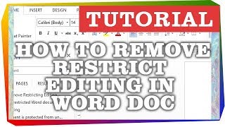 How to Remove Restricting Editing For Parts Of A Word Document [upl. by Ecneps]