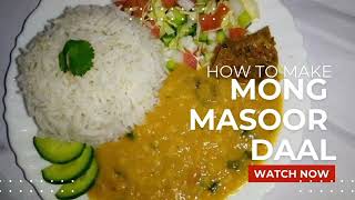 Mong Masoor daal with chawal How to make daal chawal platterSimple recipe by Sisters vlog [upl. by Yung693]