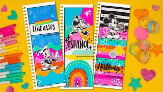 Cómo hacer SEPARADORES BONITOS DISNEY para tus materias studygram portadas disney mickeymouse [upl. by Gladdy]