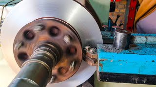 Brake Disc Turning  Brake Disc Polishinglathe works [upl. by Nilorac]