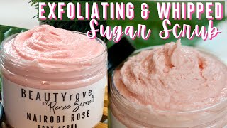 DIY WHIPPED BODY SCRUB Recipe for GLOWING SKIN  Exfoliating ROSE SUGAR [upl. by Ynnavoj900]