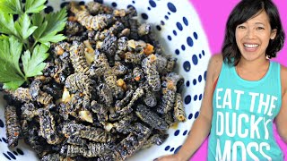 How to Cook MOPANE WORMS  Emperor Moth Caterpillar Recipe [upl. by Etnoek487]