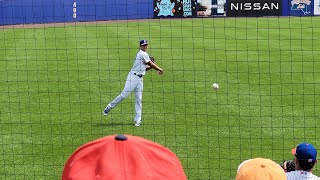 Jacob deGrom 48 warmup throws before pitching for Syracuse New York Mets July 27 2022 [upl. by Aiouqahs435]