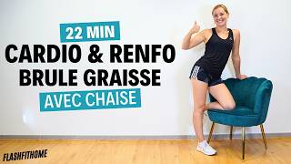 💦 22 Min  HIIT BRULE GRAISSE COMPLET AVEC CHAISE 🔥 Marine BIREN  FlashFitHome [upl. by Lipps]