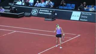 Victoria Azarenka vs Agnieszka Radwanska injury timout Part 2  Porsche Tennis Grand Prix 2012 [upl. by Nawad]