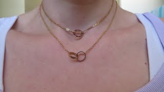 Cartier Gold Necklace Comparison  Love 2 Diamonds 2 Chains vs Love Rings Necklace [upl. by Esilec]