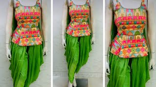 Designer Peplum Kurti Cutting and Stitching Sharara Kurti cutting amp stitchingDIY kurti [upl. by Bonnie]