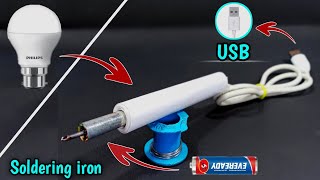 How To Make Soldering iron With Old LED Bulb  Homemade 5 volt Soldering iron Without Nichrome wire [upl. by Assyli]