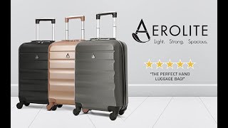 Aerolite Lightweight 55cm Hard Shell 4 Wheel Cabin Hand Luggage Suitcase 21quot 55x35x20cm [upl. by Hollyanne]