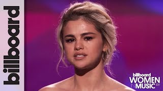 Selena Gomez Tearfully Accepts Woman of the Year Award at Billboards Women in Music 2017 [upl. by Elbert]