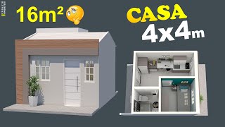 Olha só essa Mini casa 4x4 metros térrea  Projeto de Casa com 16m² [upl. by Childers269]