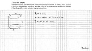 Zadanie 8 Matura maj 2011 PR Stereometria Funkcja kwadratowa [upl. by Baruch]