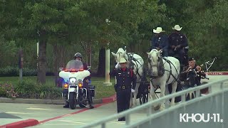 Honoring Deputy Atkins  Fallen deputy arrives at church in horsedrawn carriage [upl. by Llert]