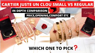 CARTIER JUSTE UN CLOU BRACELET SMALL VS REGULAR IN DEPTH COMPARISON  Cartier JUC small vs regular [upl. by Leslee926]